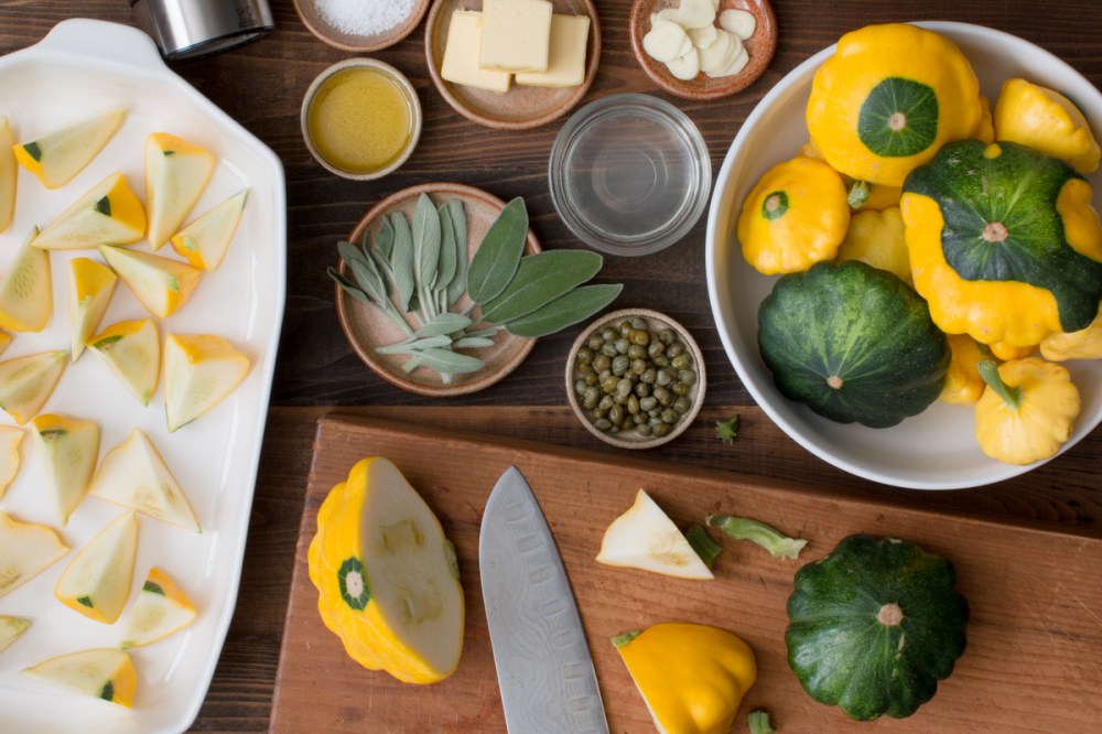 Miz for roasted patty pan squash with sage butter, Florida meyer lemon juice and capers lr-8102