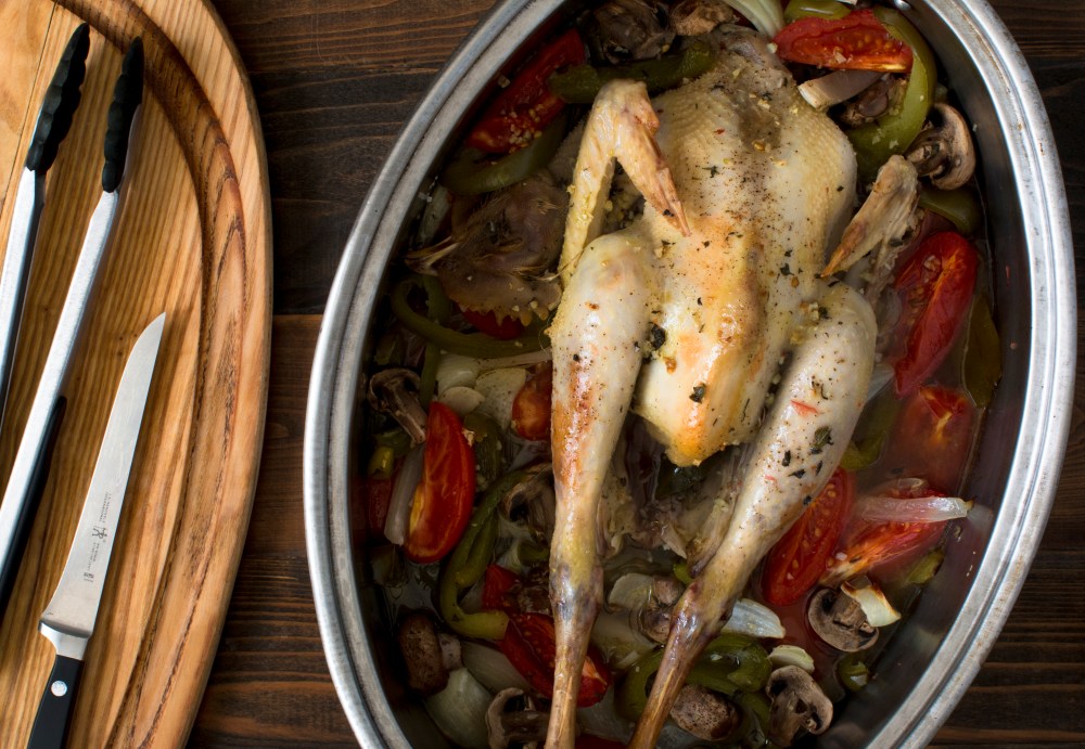 Farmer's chicken cacciatore out of the oven hr-9467