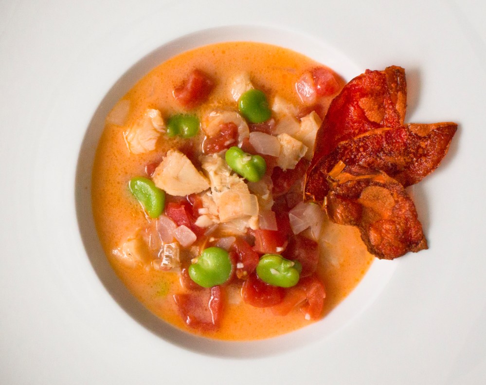 Chamorro-style bacalao stew with coconut milk, tomatoes, and fava beans-0476-3
